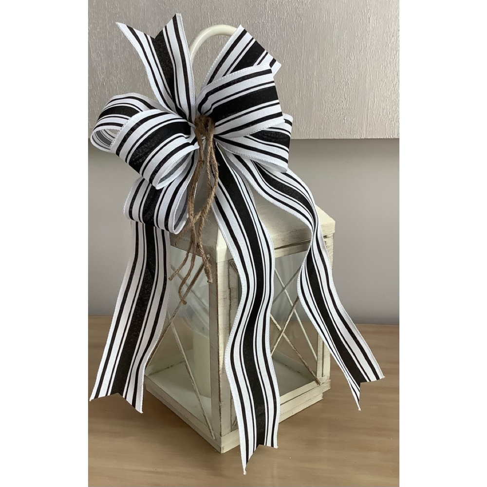 Black & White Stripe Bow, Wreath Bow, Wreath Accent, Lantern Bow, & Everyday Bow